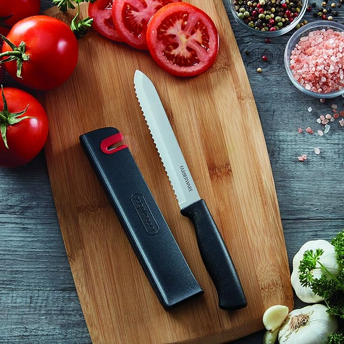 Farberware 5253303 Edgekeeper Serrated Utility Knife, 5.5-inch, Black