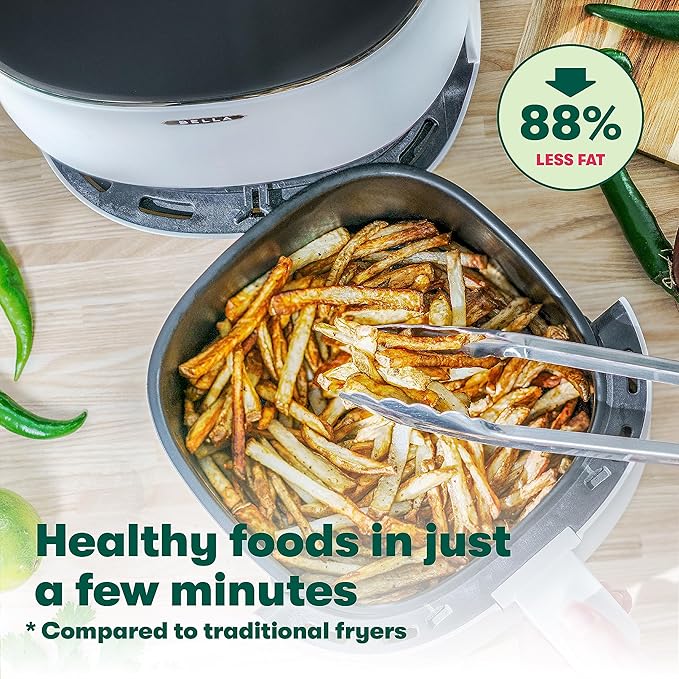 BELLA 2.9QT Touchscreen Air Fryer, No Pre-Heat Needed, No-Oil Frying, Fast Healthy Evenly Cooked Meal Every Time, Dishwasher Safe Non Stick Pan and Crisping Tray for Easy Clean Up, Matte White