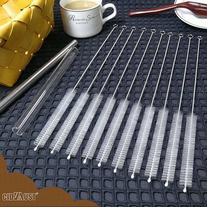 Straw Cleaner Brush for Stanley Extra Long 12 inch, Extra Wide 12mm diam Straw Brushes for 40/30/20 oz Stanley Mug, Straw Cleaning Brush for Tubes, Water Cup, Extra Long Straw Brush Set 10 Pack