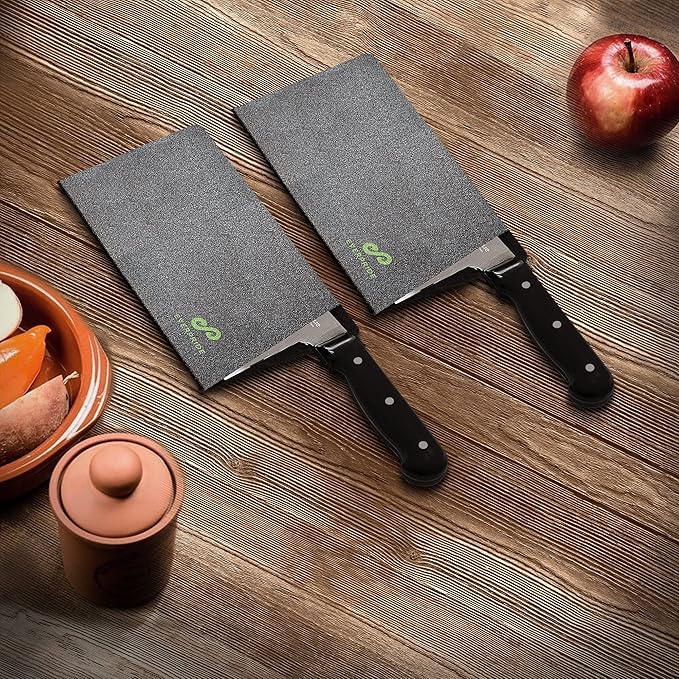 EVERPRIDE Butcher Chef Knife Edge Guards (2-Piece Set) Wide Knives Blade Edge Protectors - Meat Cleaver Knife Sheath Set - BPA-Free Chef Knife Covers Fits Blades Up To 8” x 4” – Knives Not Included
