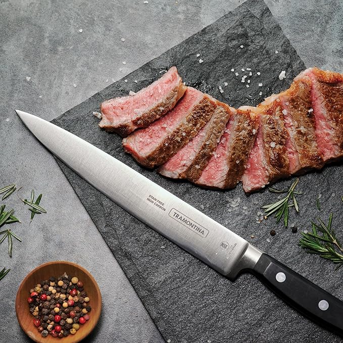 Tramontina Pro Series Forged 8-Inch Carving Knife, Stain-free High-Carbon Steel Kitchen Knives for Slicing Brisket and other Meats