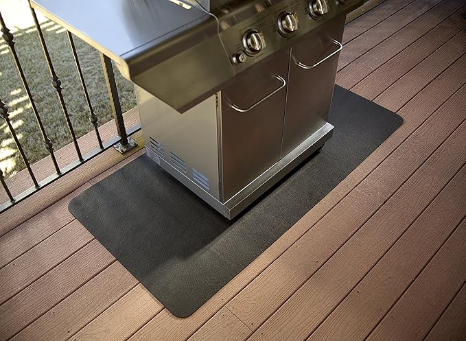 Diversitech Outdoor Gas Grill BBQ Floor Mat 48" x 30" - Absorbant Protection for Decks & Patios, Black