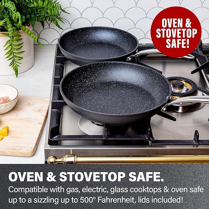 GRANITESTONE 11" Non-Stick Frying Pan with Mineral/Diamond Coating for Long Lasting Nonstick Skillet for Cooking with Stay Cool Handles, Oven/Dishwasher Safe, Non-toxic