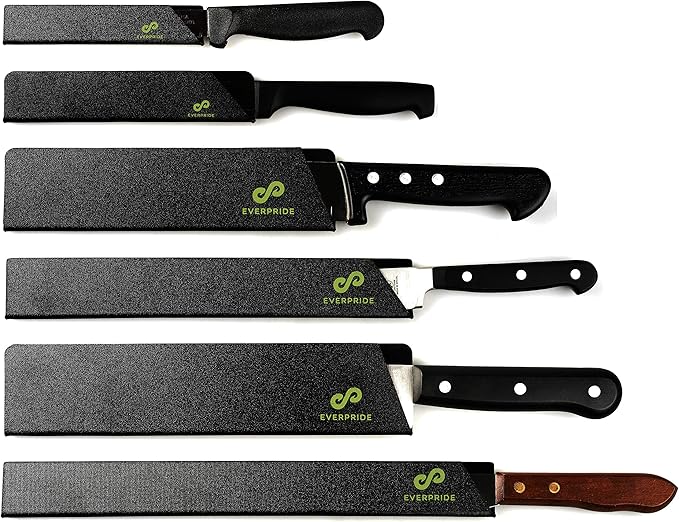 EVERPRIDE Chef Knife Sheath Set (6-Piece Set) Universal Blade Edge Cover Guards for Chef’s and Kitchen Knives – Durable, BPA-Free, Felt Lined, Sturdy ABS Plastic – Knives Not Included