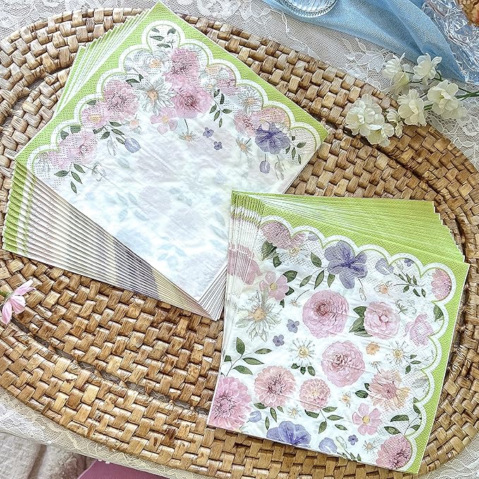 Kate Aspen Tea Party Decorations, Colorful Pastel Plates And Napkins Garden Party Supplies for Adults Bridal Showers, Baby Shower Decorations, Birthdays, 62 Pc, 16 Guests